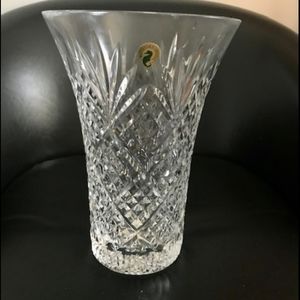 WATERFORD CRYSTAL FLARED DIAMOND CUT VASE 10" MINT